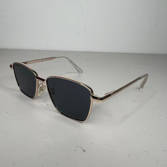 Le Specs Supastar Gold Metal Frame Square Sunglasses - Picture 2 of 10